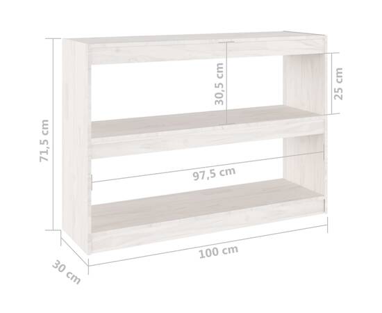 Bibliotecă/separator cameră, 100x30x71,5 cm, lemn de pin, 8 image