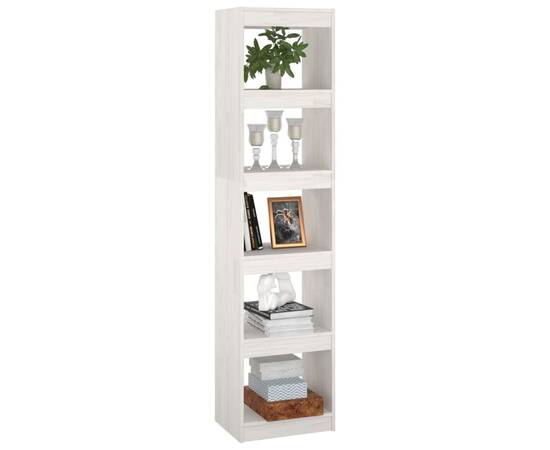 Bibliotecă/separator cameră, alb, 40x30x167,5 cm lemn masiv pin, 4 image