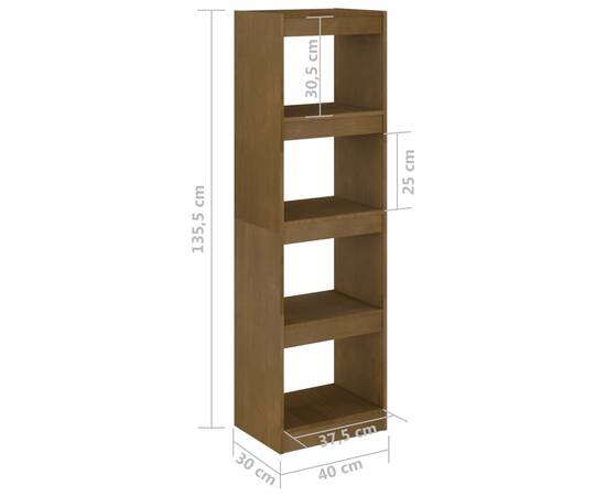 Bibliotecă/separator cameră, maro miere 40x30x135,5 cm lemn pin, 8 image