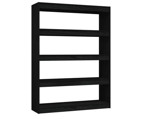 Bibliotecă/separator cameră negru 100x30x135,5 cm lemn de pin, 2 image