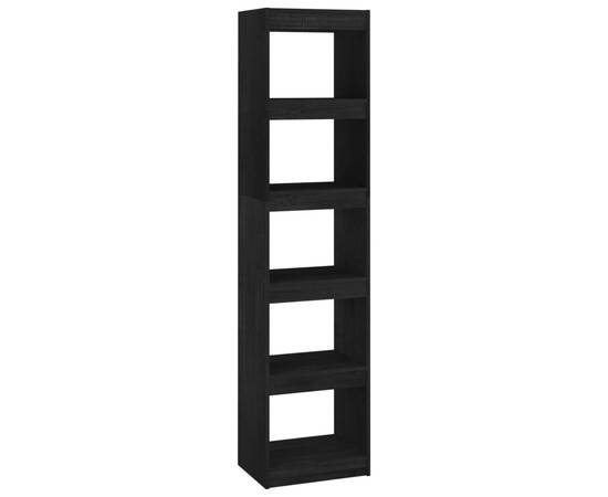 Bibliotecă/separator cameră negru 40x30x167,5 cm lemn masiv pin, 2 image