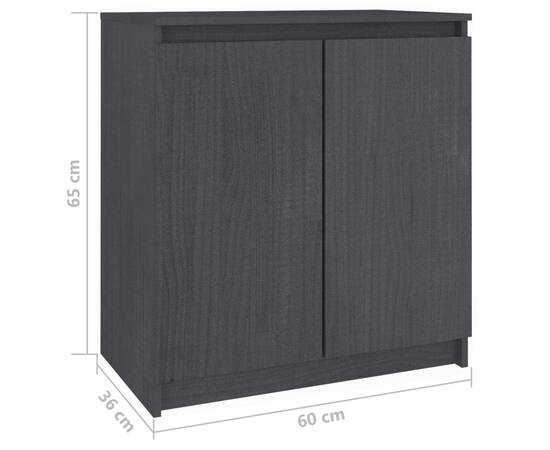 Dulap lateral, gri, 60x36x65 cm, lemn masiv de pin, 7 image