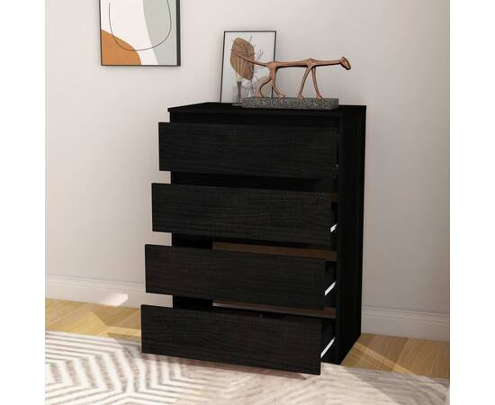 Dulap lateral, negru, 60x36x84 cm, lemn masiv de pin, 4 image