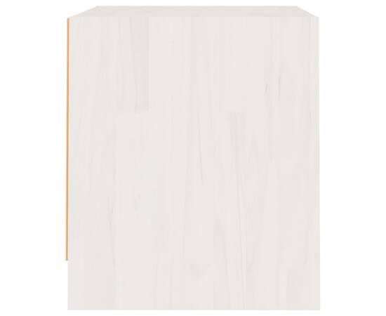 Noptieră, alb, 40x30,5x35,5 cm, lemn masiv de pin, 6 image