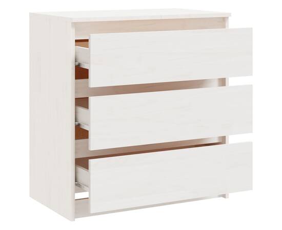 Noptieră, alb, 60x36x64 cm, lemn masiv de pin, 8 image