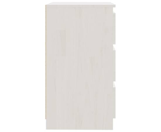 Noptieră, alb, 60x36x64 cm, lemn masiv de pin, 7 image