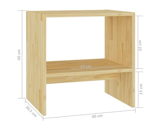 Noptiere, 2 buc., 40x30,5x40 cm, lemn masiv de pin, 8 image