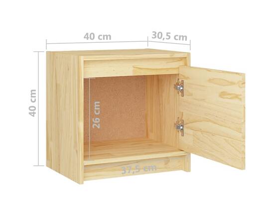 Noptiere, 2 buc., 40x30,5x40 cm, lemn masiv de pin, 10 image