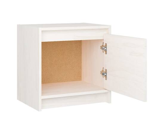 Noptiere, 2 buc., alb, 40x30,5x40 cm, lemn masiv de pin, 8 image