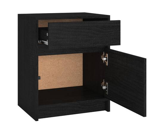 Noptiere, 2 buc., negru, 40x31x50 cm, lemn masiv de pin, 8 image