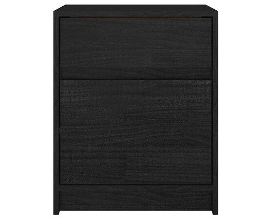 Noptiere, 2 buc., negru, 40x31x50 cm, lemn masiv de pin, 6 image