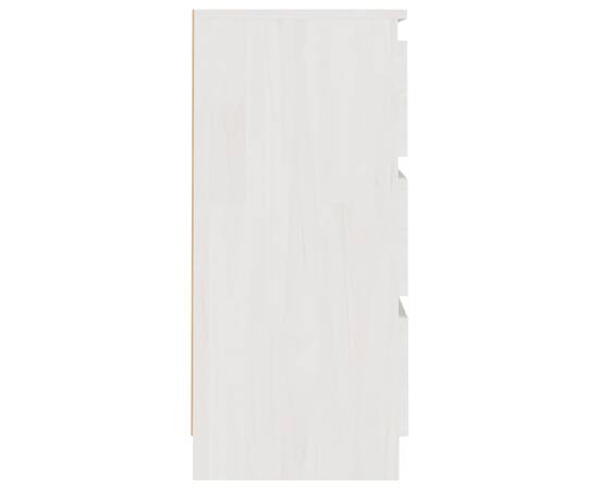 Noptiere, 2 buc, alb, 40x29,5x64 cm, lemn masiv de pin, 6 image