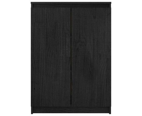 Servantă, negru, 60x36x84 cm, lemn masiv de pin, 6 image