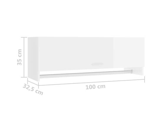 Șifonier, alb extralucios, 100x32,5x35 cm, pal, 8 image