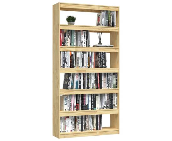 Bibliotecă/separator cameră, 100x30x200 cm, lemn masiv de pin, 4 image