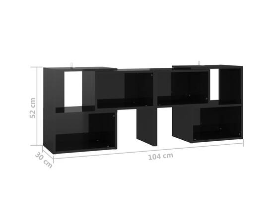 Comodă tv, negru extralucios, 104x30x52 cm, pal, 7 image
