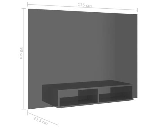 Comodă tv de perete, negru extralucios, 135x23,5x90 cm, pal, 8 image