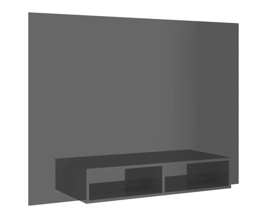 Comodă tv de perete, negru extralucios, 135x23,5x90 cm, pal, 2 image