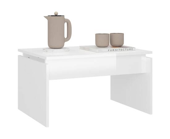 Măsuță de cafea, alb extralucios, 68x50x38 cm, pal, 4 image