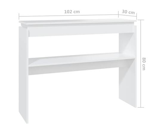 Masă consolă, alb, 102x30x80 cm, pal, 6 image