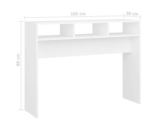 Masă consolă, alb, 105x30x80 cm, pal, 7 image