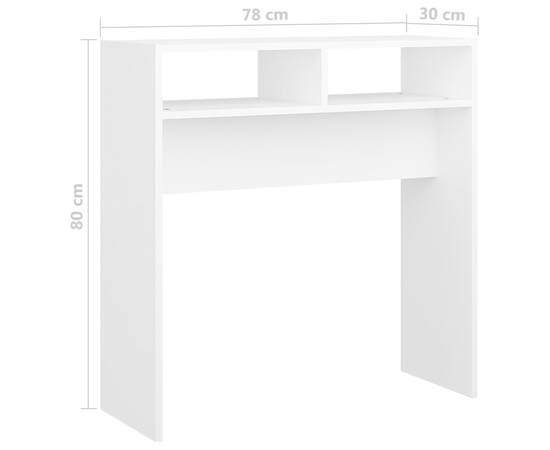 Masă consolă, alb, 78x30x80 cm, pal, 7 image