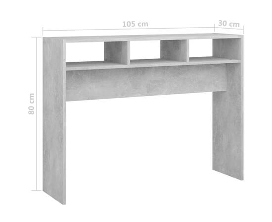Masă consolă, gri beton, 105x30x80 cm, pal, 7 image