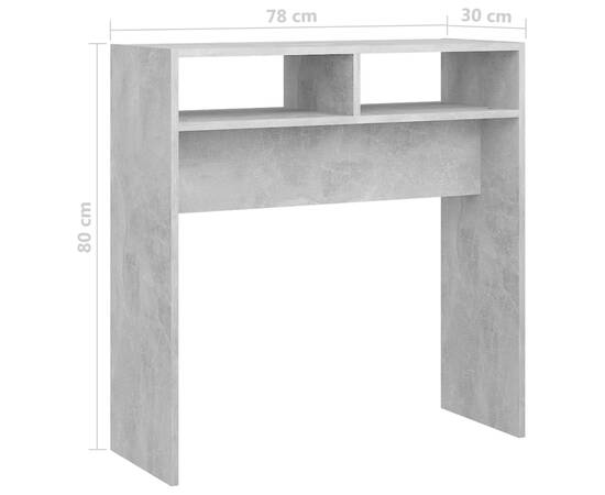 Masă consolă, gri beton, 78x30x80 cm, pal, 7 image