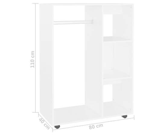 Șifonier, alb, 80x40x110 cm, pal, 7 image