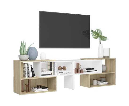 Comodă tv, alb și stejar sonoma, 149x30x52 cm, pal, 4 image