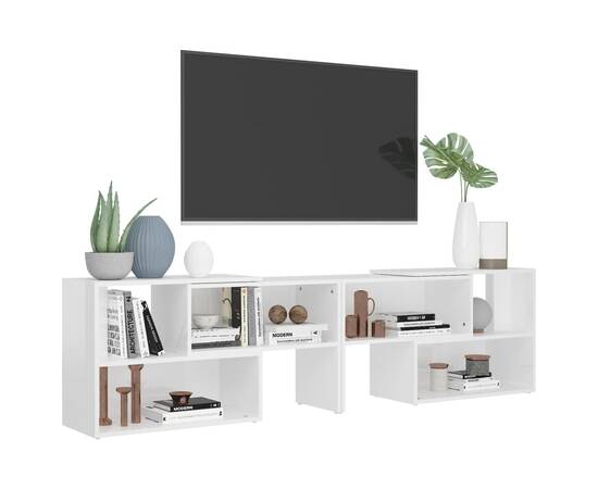 Comodă tv, alb extralucios, 149x30x52 cm, pal, 4 image