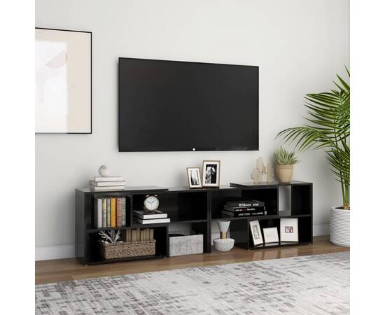 Comodă tv, negru extralucios, 149x30x52 cm, pal
