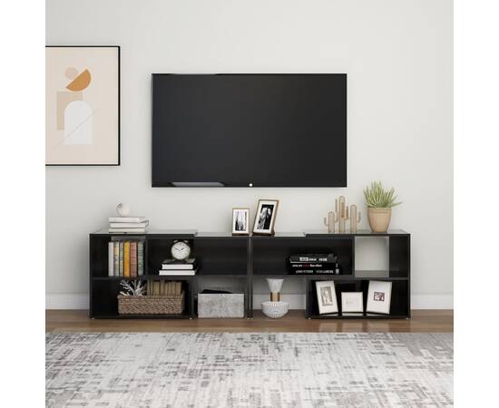 Comodă tv, negru extralucios, 149x30x52 cm, pal, 3 image