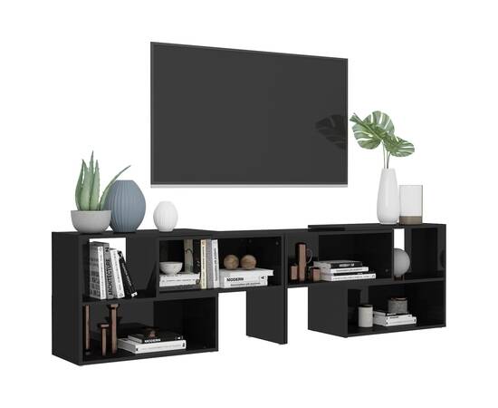 Comodă tv, negru extralucios, 149x30x52 cm, pal, 4 image