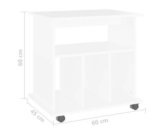 Dulap cu roți, alb, 60x45x60 cm, pal, 7 image