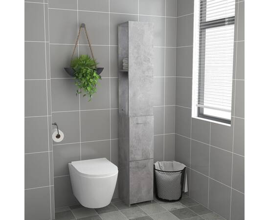 Dulap de baie, gri beton, 25x25x170 cm, pal, 3 image
