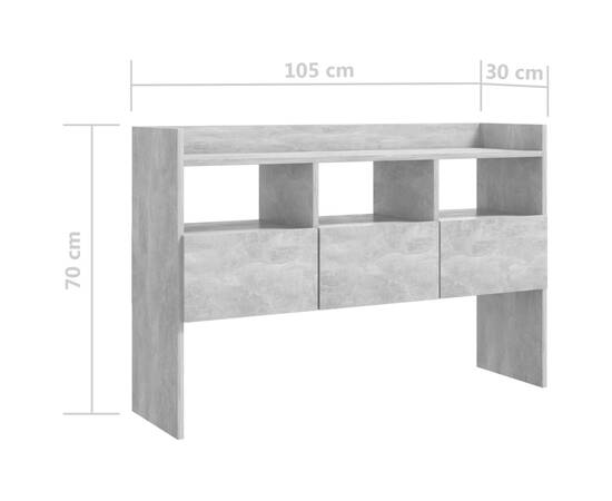 Servantă, gri beton, 105x30x70 cm, pal, 8 image