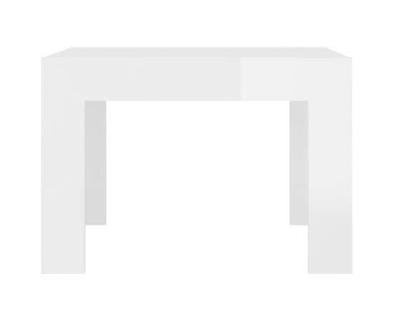 Măsuță de cafea, alb extralucios, 50x50x35 cm, pal, 5 image