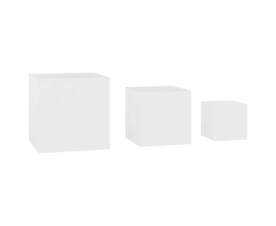 Măsuțe laterale, 3 buc., alb, pal, 6 image