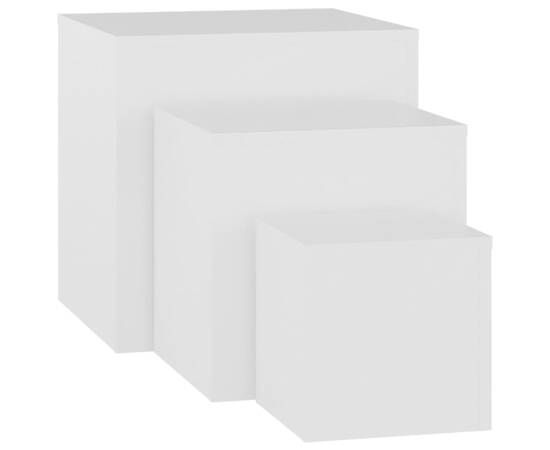 Măsuțe laterale, 3 buc., alb, pal, 2 image