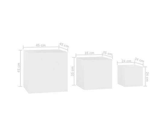 Măsuțe laterale, 3 buc., alb, pal, 9 image