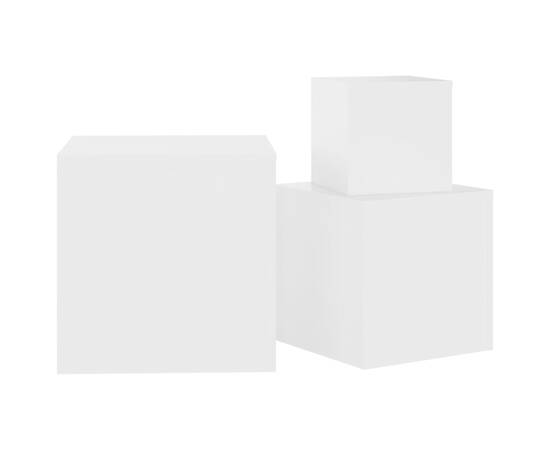 Măsuțe laterale, 3 buc., alb, pal, 8 image