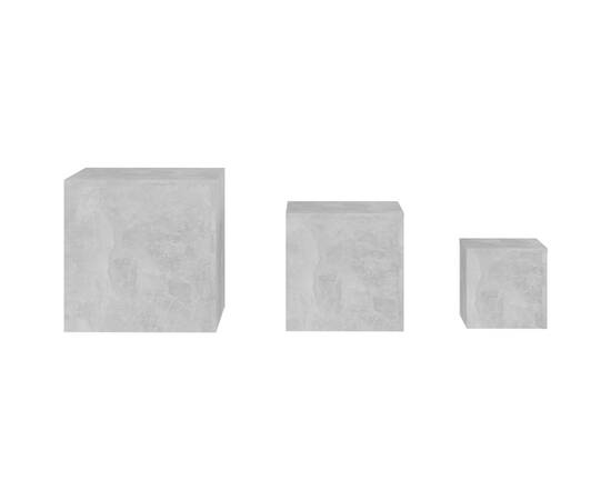 Măsuțe laterale, 3 buc., gri beton, pal, 7 image