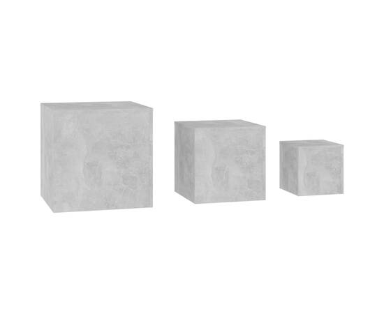 Măsuțe laterale, 3 buc., gri beton, pal, 6 image