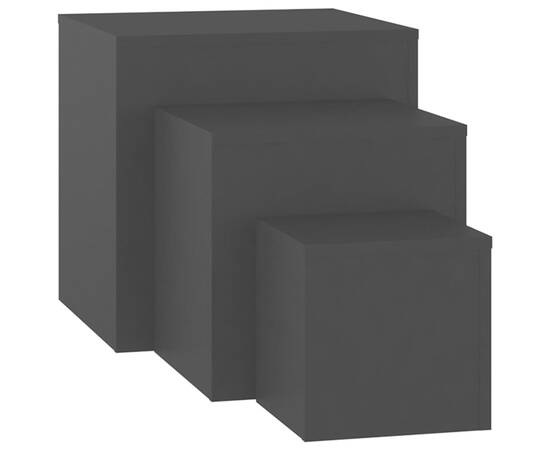 Măsuțe laterale, 3 buc., negru, pal, 2 image
