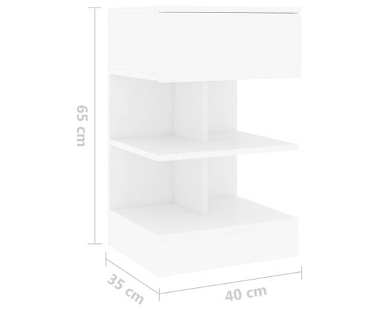 Noptiere, 2 buc., alb, 40x35x65 cm, pal, 7 image