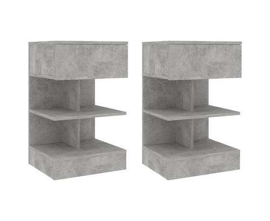 Noptiere, 2 buc., gri beton, 40x35x65 cm