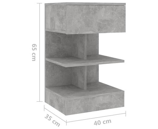 Noptiere, 2 buc., gri beton, 40x35x65 cm, 8 image