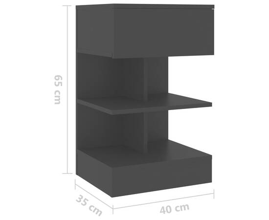 Noptiere, 2 buc., negru, 40x35x65 cm, 8 image