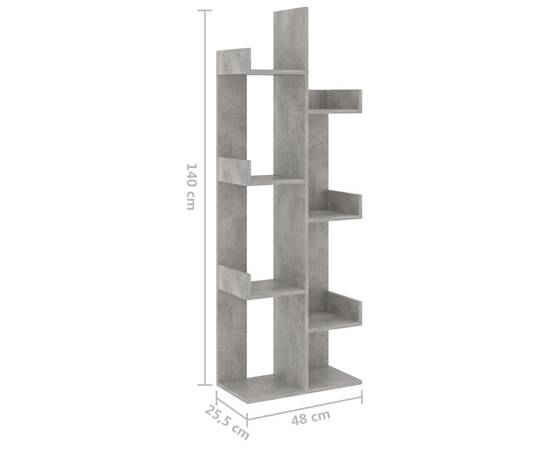 Bibliotecă, gri beton, 48x25,5x140 cm, pal, 7 image